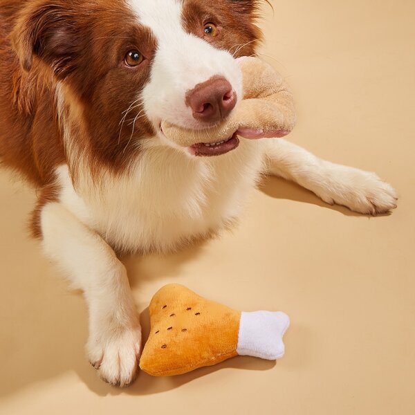 

2pcs Food Shaped Pet Plush Toy, Multicolor