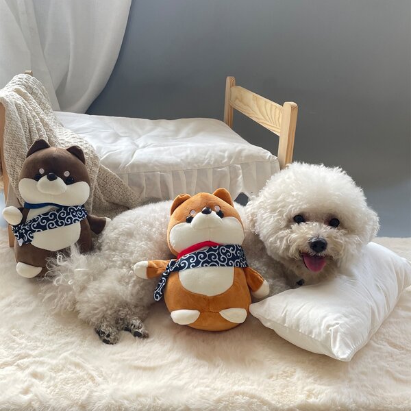 

1pc Dog Shaped Random Color Pet Plush Toy, Multicolor
