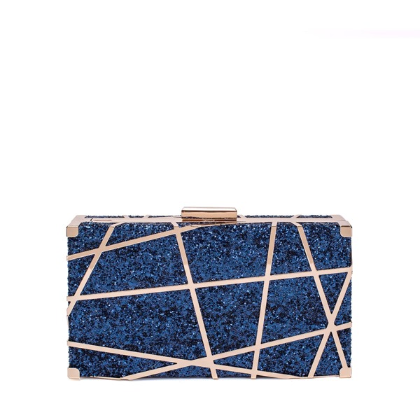 

Metallic Allover Glitter Decor Box Bag, Blue