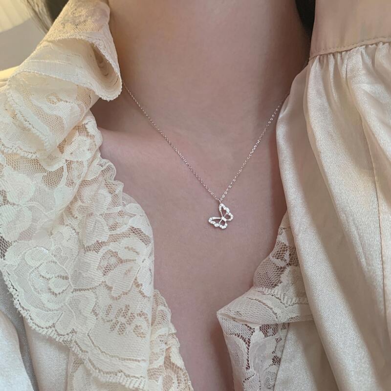 

Butterfly Decor Chain Necklace, Silver