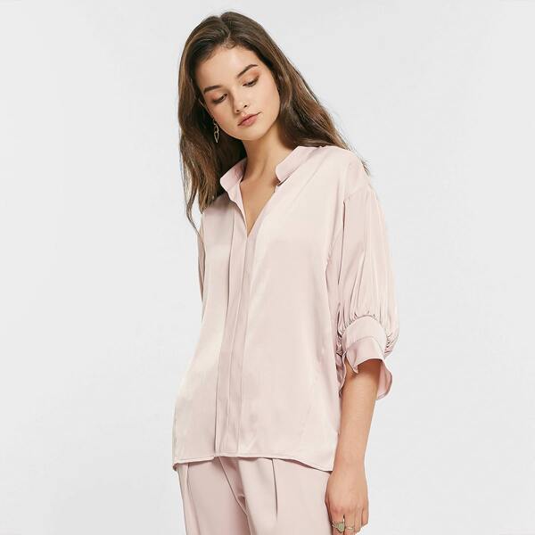 

Solid Drop Shoulder Blouse, Baby pink