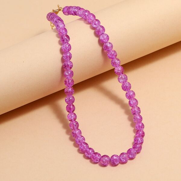 

Round Beaded Necklace, Purple