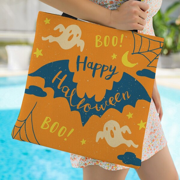 

Halloween Graphic Shoulder Tote Bag, Multicolor