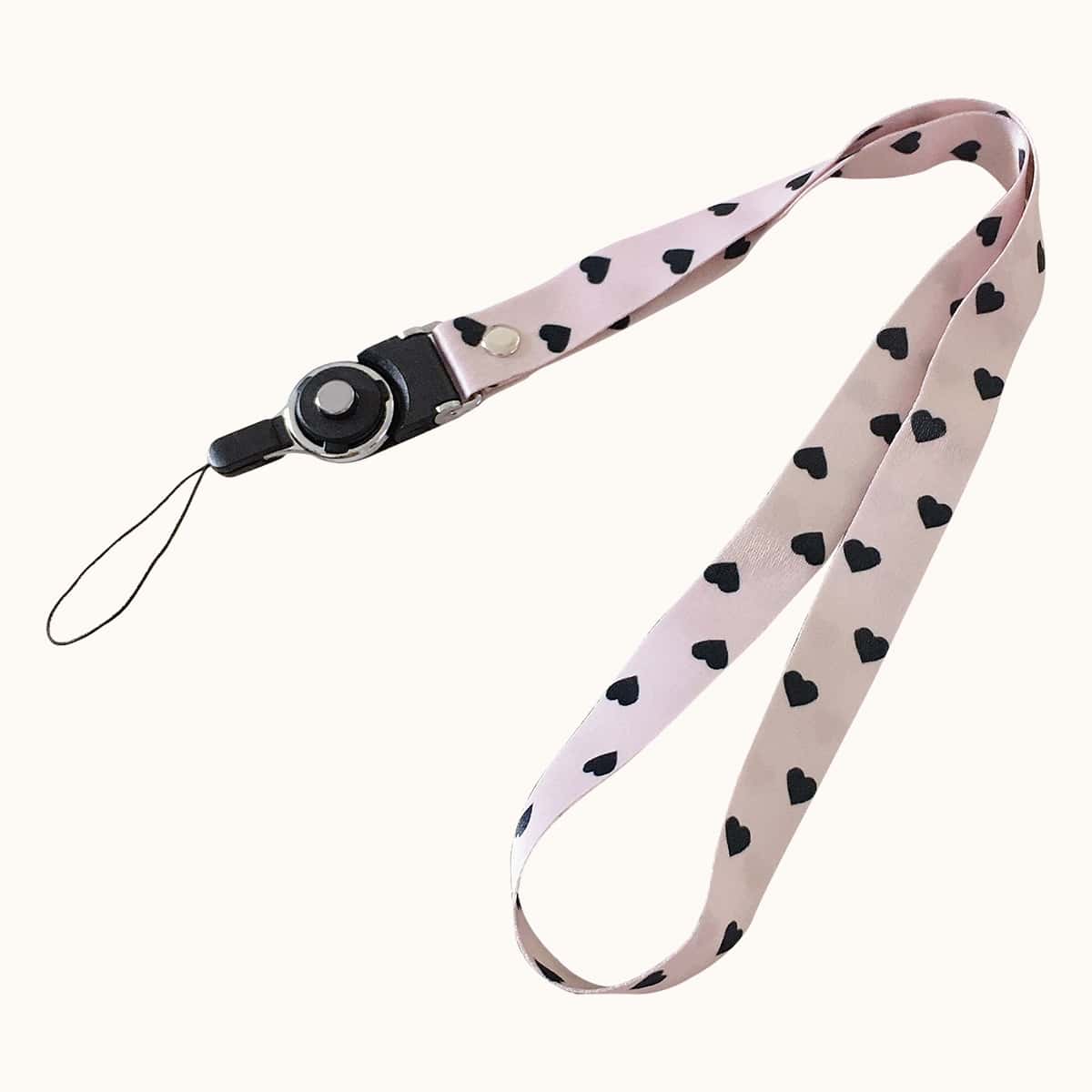 

Heart Pattern Phone Lanyard, Black