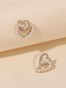 珍珠心耳釘 - 金黃色 - 查看 2