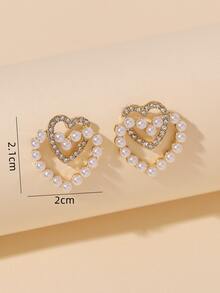 珍珠心耳釘 - 金黃色 - 查看 4