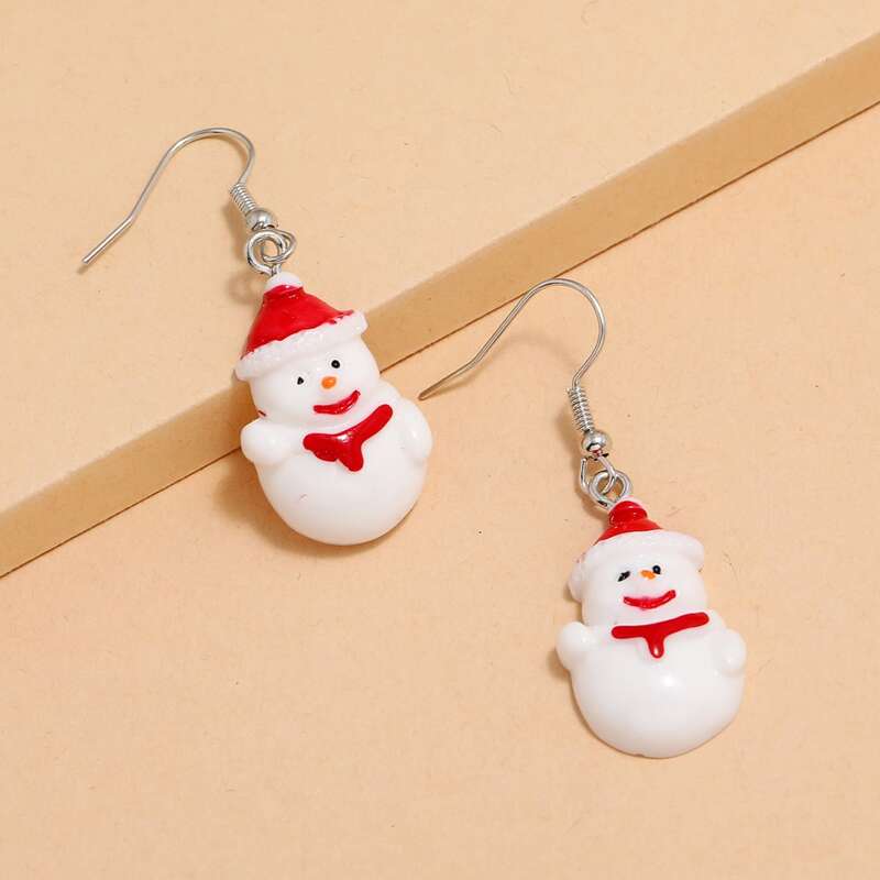 

Christmas Snowman Decor Drop Earrings, Red and white