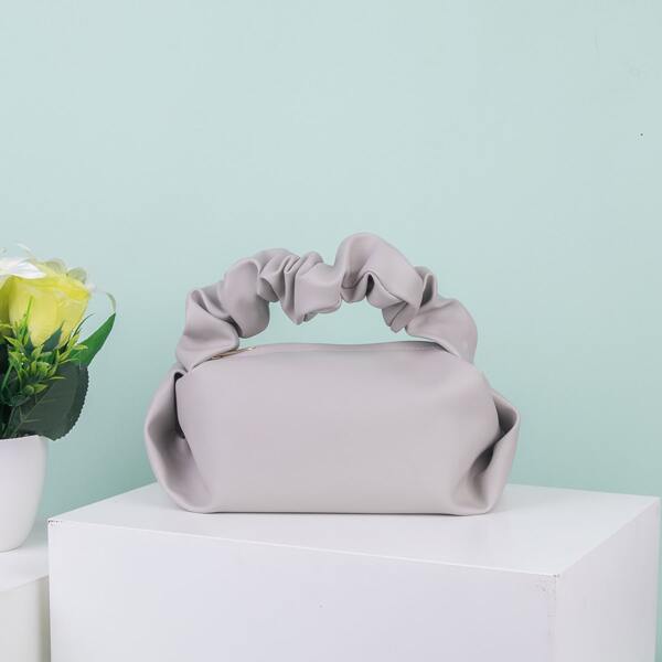 

Minimalist Ruched Crossbody Bag, Grey