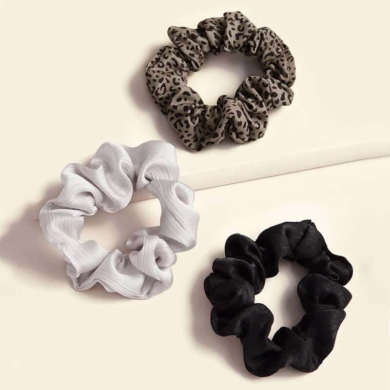 

3pcs Leopard Pattern Scrunchie, Multicolor