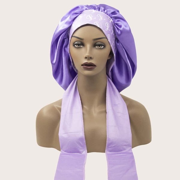

Letter Graphic Hair Bonnet, Purple