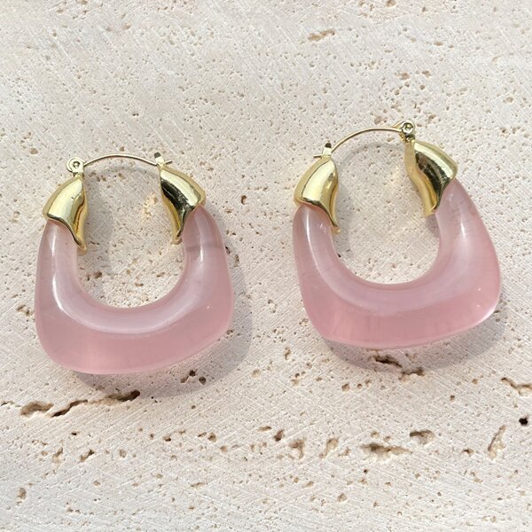 

Two Tone Resin Earrings, Baby pink