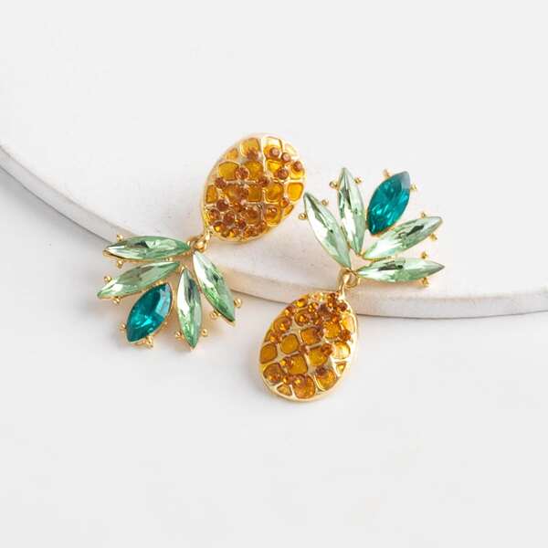 

Rhinestone Decor Pineapple Drop Earrings, Yellow