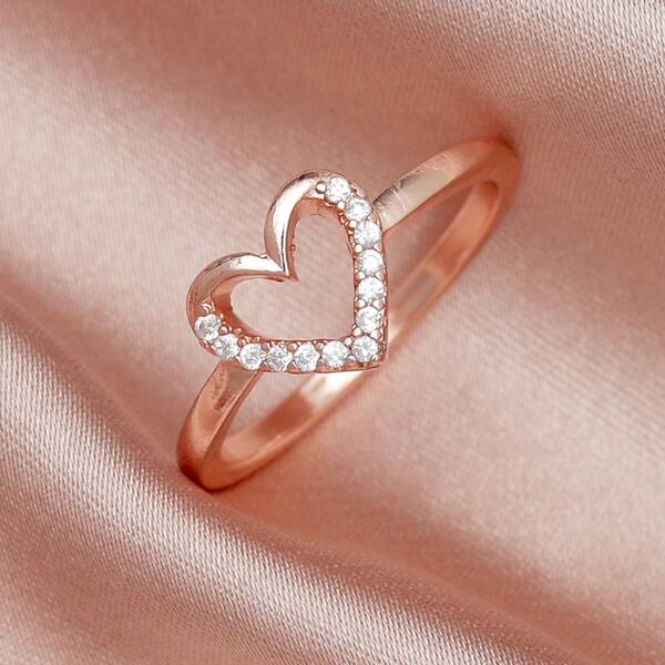 

Zircon Heart Decor Ring, Rose gold