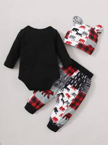 Đứa bé trai Đồ họa chữ cái & Gấu Áo liền quần chặt & Quần nỉ & Mũ - Nhiều màu - Xem 2