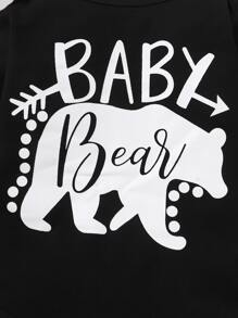 Đứa bé trai Đồ họa chữ cái & Gấu Áo liền quần chặt & Quần nỉ & Mũ - Nhiều màu - Xem 3