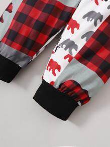 Đứa bé trai Đồ họa chữ cái & Gấu Áo liền quần chặt & Quần nỉ & Mũ - Nhiều màu - Xem 4