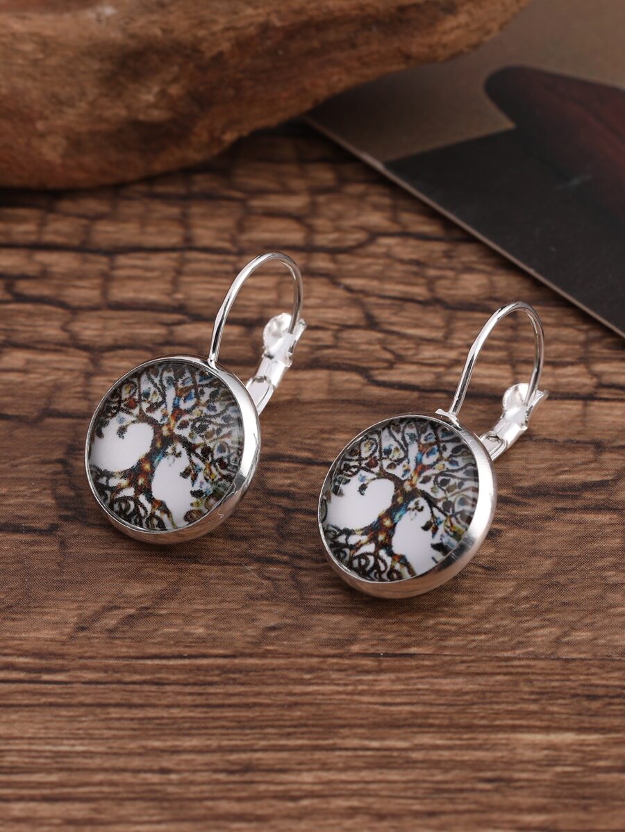 1pc Tree Pattern Earrings Copper Jewelry - Multicolor - View 1