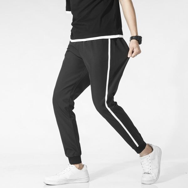 

Guys Striped Side Joggers, Black