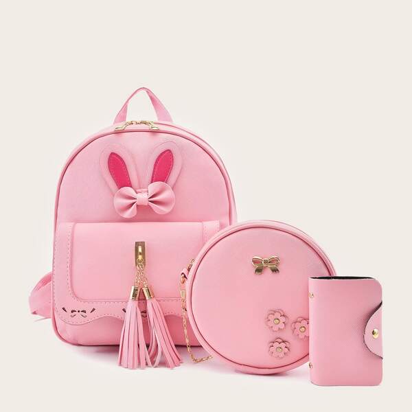 

3Pcs Tassel Decor Bag Set, Pink