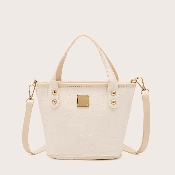 

Metal Decor Bucket Bag, White
