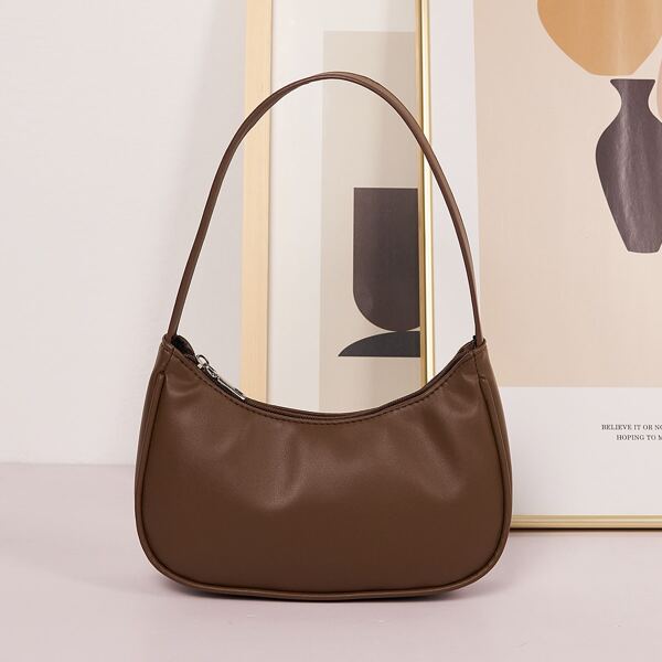 

Minimalist Baguette Bag, Coffee brown