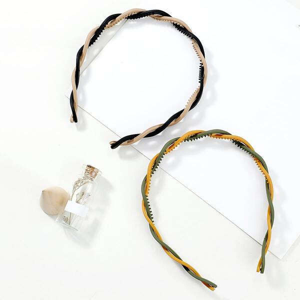

2pcs Two tone Twist Headband, Multicolor