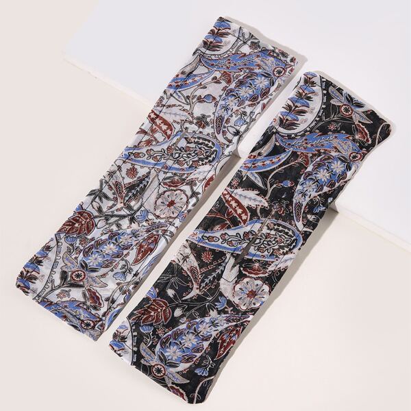 

2pcs Paisley Print Hair Tie, Multicolor