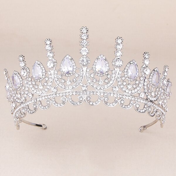 

Rhinestone Decor Crown Hair Accessory, Silver