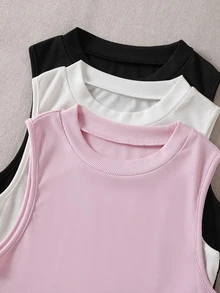 3 piezas Top tank de cuello redondo - Multicolor - Ver 4