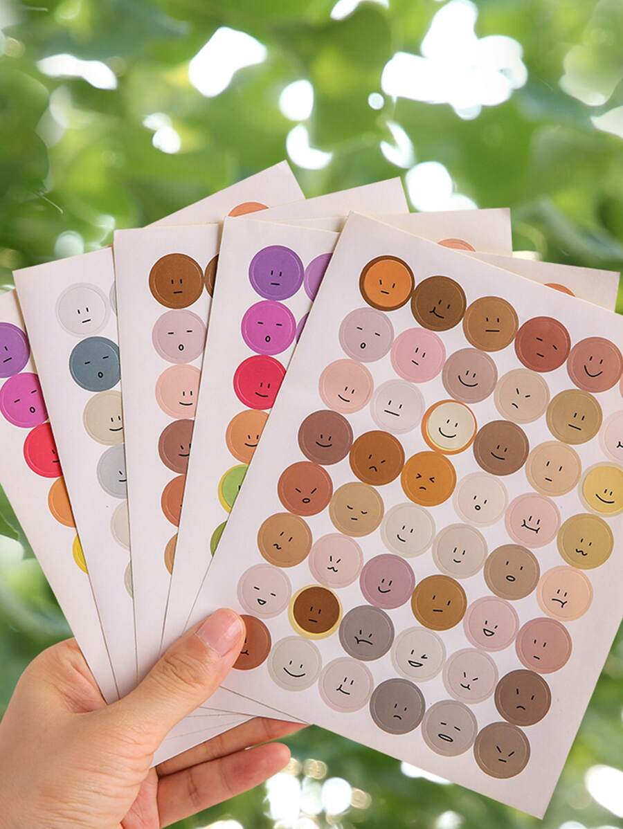 1sheet Random Expression Sticker - Multicolor - View 1