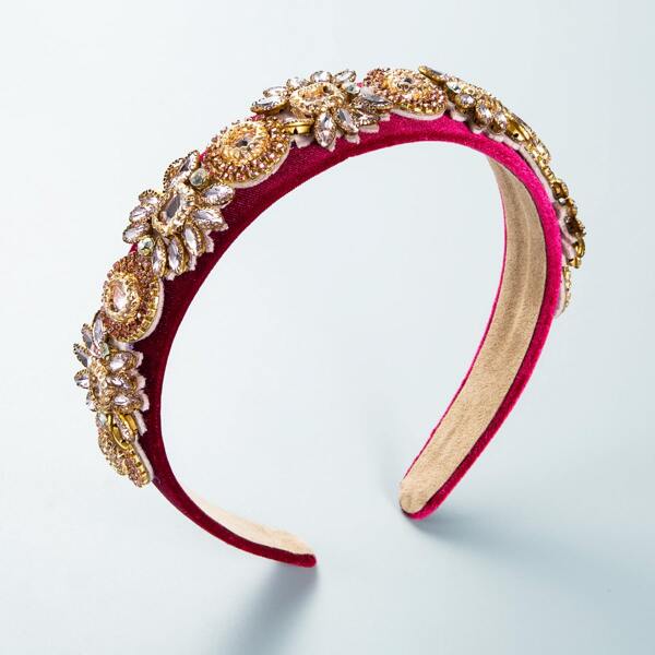 

Rhinestone & Zircon Decor Headband, Hot pink