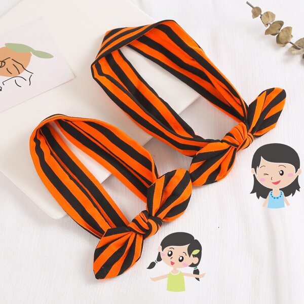 

2pcs Toddler Girls Striped Print Headband, Multicolor
