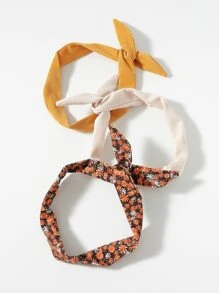 Cute 3pcs Flower Print Hair Band Headband Turban Headband Sweatband, Hairband Fall Winter Hair Accessories For Women For Vacation Outfits Woman Elegant Scarf Women Bandanas Soft Headwrap - Multicolor - View 2