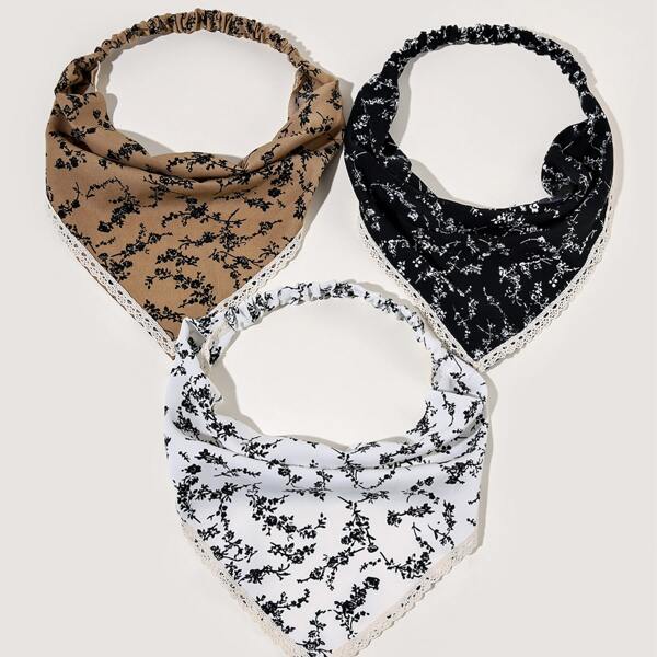 

3pcs Flower Print Hair Band, Multicolor
