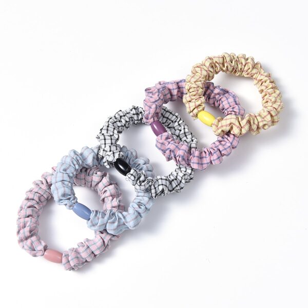 

5pcs Plaid Print Scrunchie, Multicolor