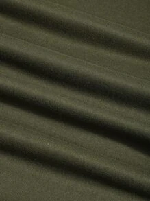 SHEIN EZwear 字母圖案落肩袖運動衫 - 軍綠色 - 查看 3