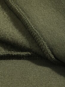 SHEIN EZwear 字母圖案落肩袖運動衫 - 軍綠色 - 查看 6