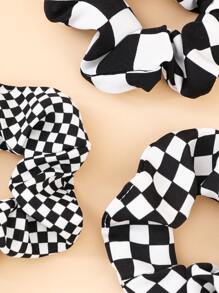 5pcs Toddler Girls Plaid Scrunchie, For Christmas - Black and White - View 2