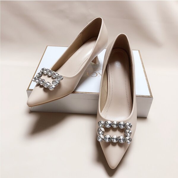 

Diamond Decor Point Toe Pumps, Apricot