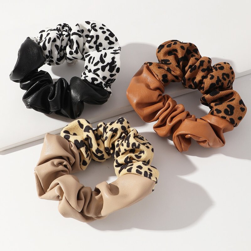 

3pcs Leopard Graphic Scrunchie, Multicolor