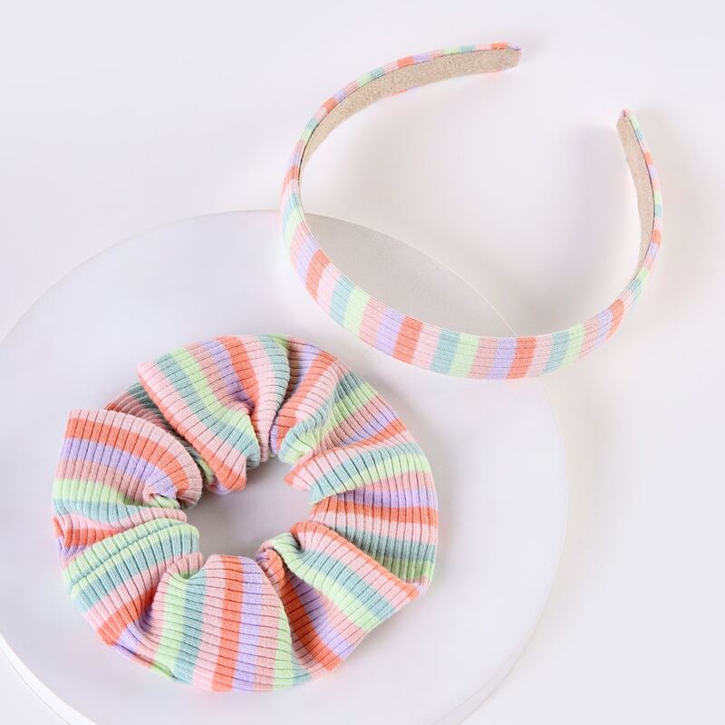 

1pc Rainbow Stripe Headband & 1pc Scrunchie, Multicolor