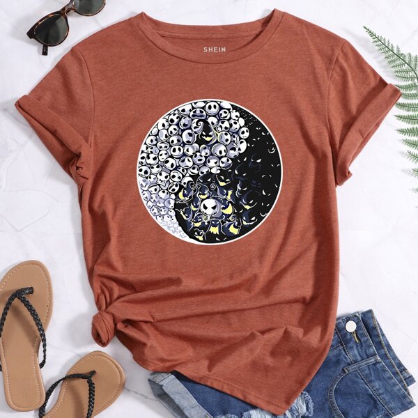 

Halloween Ghost Print Tee, Rust brown