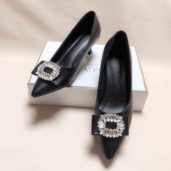 

Diamond Decor Point Toe Pumps, Black