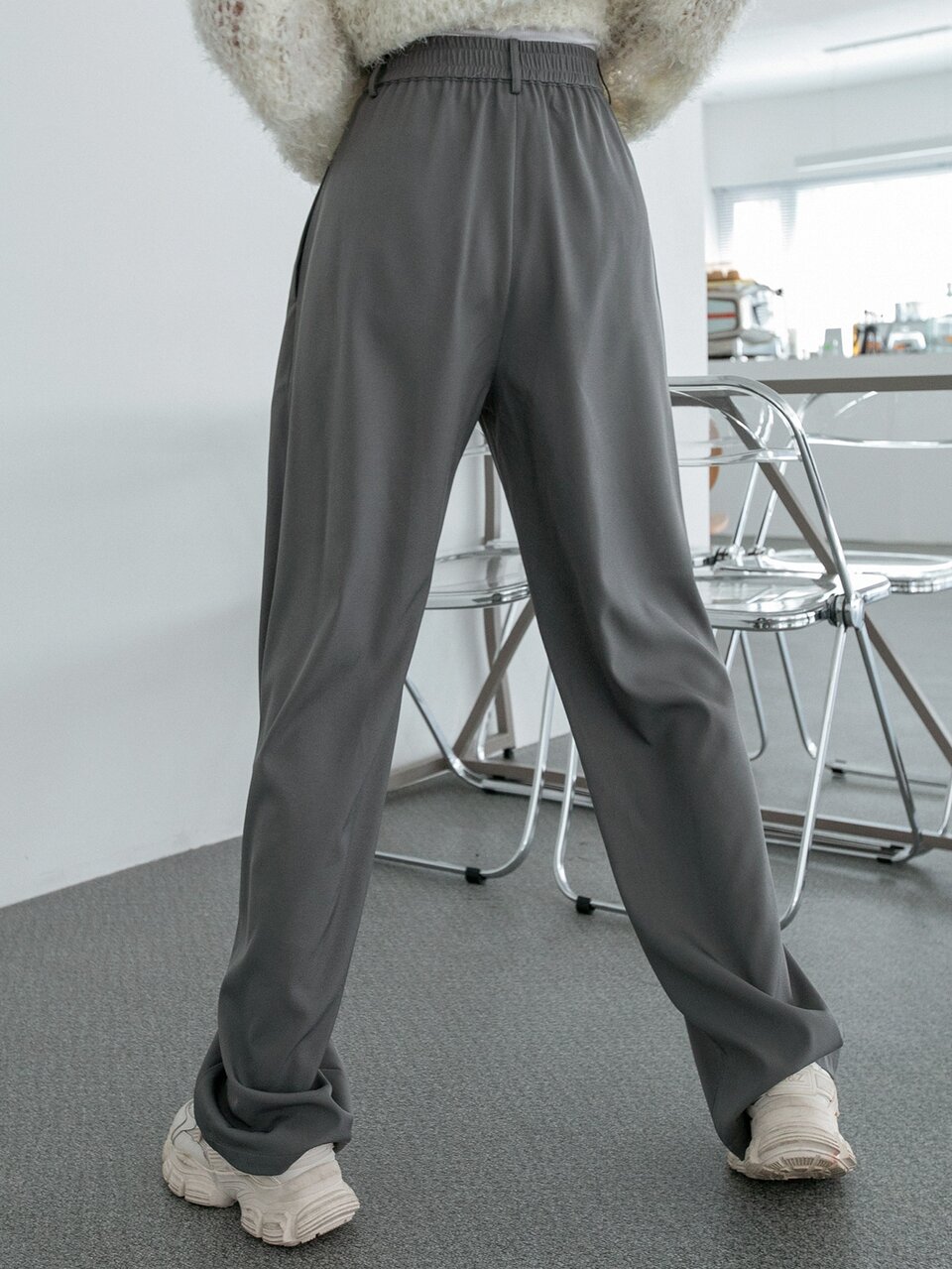 Plicated Front High Waist Suit Pants, Women Dress Pants Business Attire