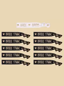 1 bộ/11 chiếc hoặc 2 bộ/22 chiếc vòng tay tiệc độc thân cho cô dâu - Vòng tay dệt có thể điều chỉnh với chữ 'Cô dâu' và kim tuyến đen-vàng, Giáng sinh - Đen và trắng - Xem 1