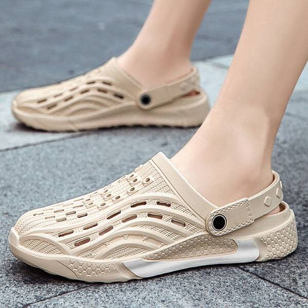 

Men Minimalist Hollow Out Slingback Sandals, Khaki