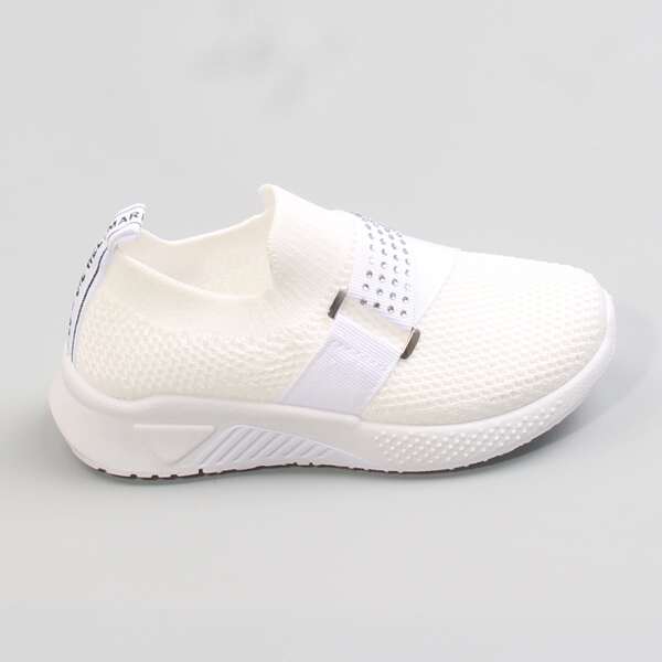 

Girls Rhinestone Decor Slip On Sneakers, Beige
