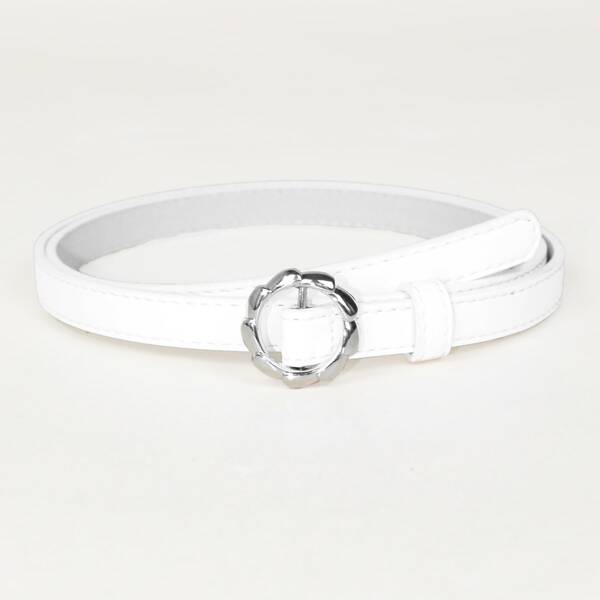 

Girls Round Buckle Belt, White