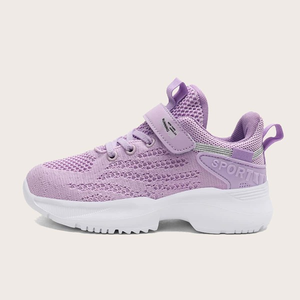 

Girls Letter Graphic Knit Sneakers, Purple