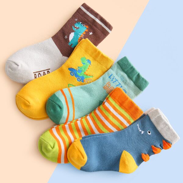 

5pairs Toddler Kids Cartoon Graphic Socks, Multicolor